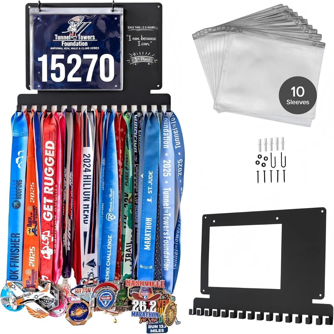 Race Bib - Настенный держатель для медалей, премиум-класса, с